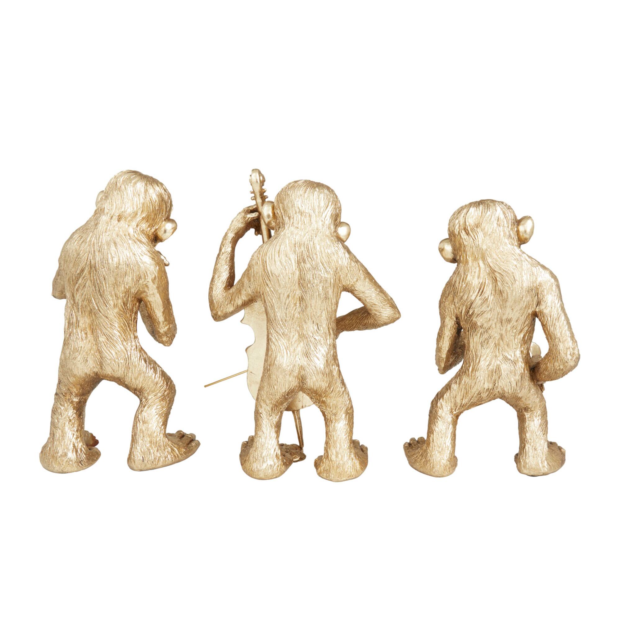 Set of 3 Gold Polystone Contemporary Sculptures, 12" x 9" x 5"